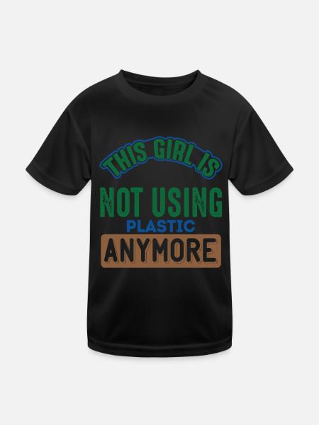 Dieses Mädchen benutzt kein Plastik mehr Meer - Kinder Funktions-T-Shirt - Schwarz - Vorne