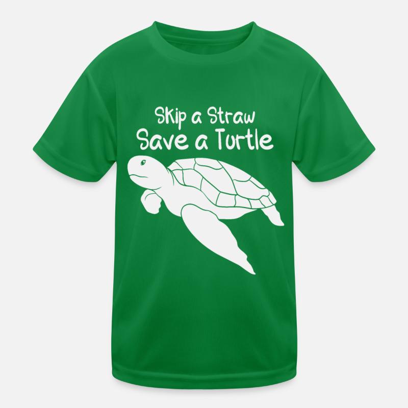 Skip A Straw Save A Turtle Sea Protection Support Kids Functional T-Shirt