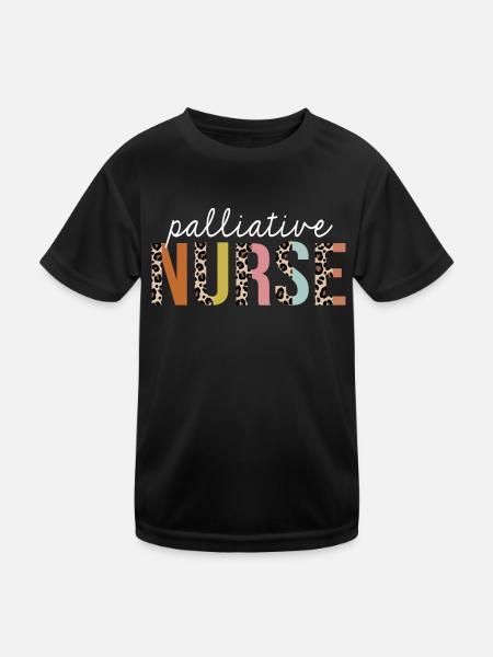 Infirmière palliative Imprimé Léopard Coloré Drôle - T-shirt sport Enfant - noir - Devant