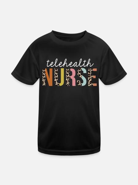 Telehealth Krankenschwester bunte Leopard Print lustig - Kinder Funktions-T-Shirt - Schwarz - Vorne