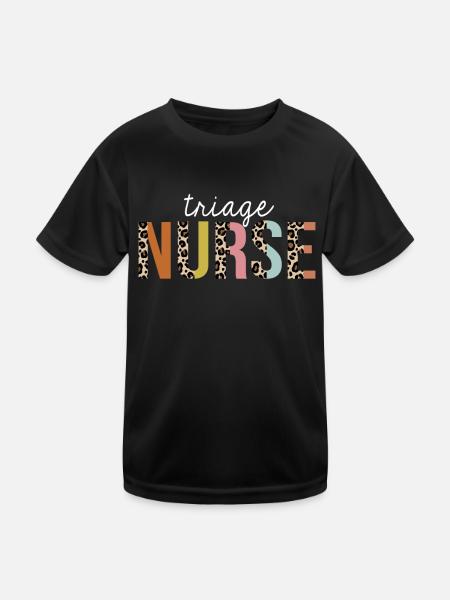 Triage Krankenschwester Bunte Leopard Print Lustig - Kinder Funktions-T-Shirt - Schwarz - Vorne