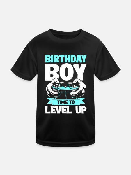 Gamer Geburtstag Time To Level Up Junge Kind - Kinder Funktions-T-Shirt - Schwarz - Vorne