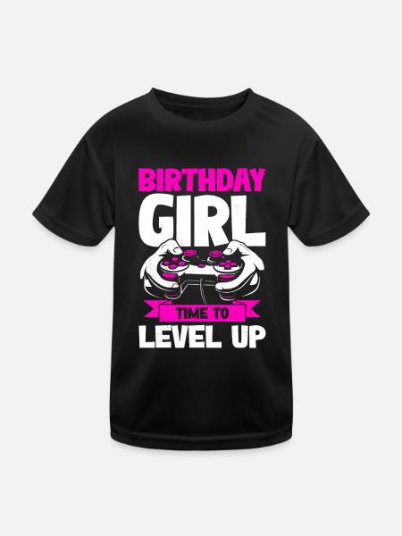 Gamer Geburtstag Time To Level Up Mädchen Kind - Kinder Funktions-T-Shirt - Schwarz - Vorne