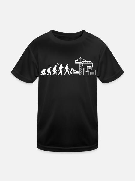 Evolution - Baustelle - Bauarbeiter - Kinder Funktions-T-Shirt - Schwarz - Vorne