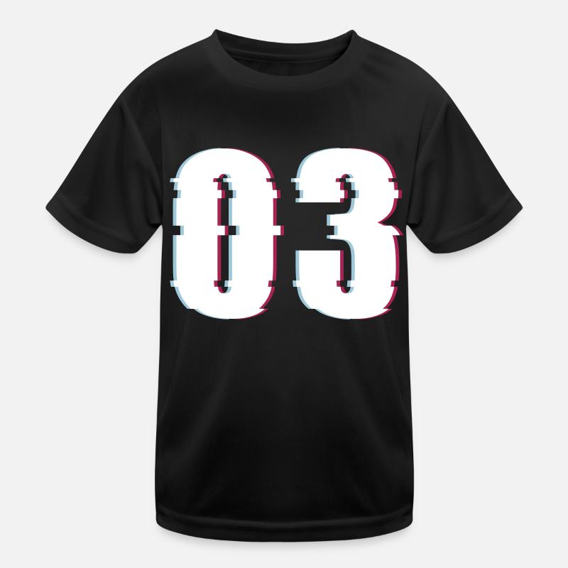 Three 3 Three 03 Number Effect Distorted Number Kids Functional T-Shirt