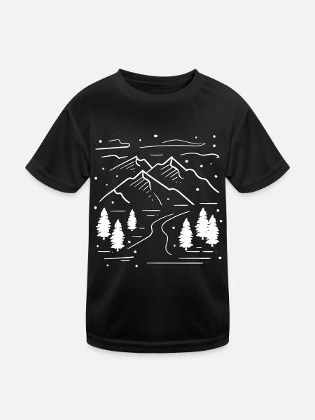 Paysage d'hiver Nature Saison hivernale Randonnée - T-shirt sport Enfant - noir - Devant