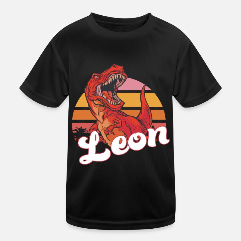 LEON - Beautiful boy name with T-REX Dino Kids Functional T-Shirt