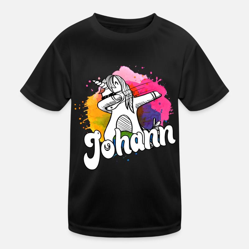 JOHANN - Beautiful Boy Name with Cool Unicorn Kids Functional T-Shirt