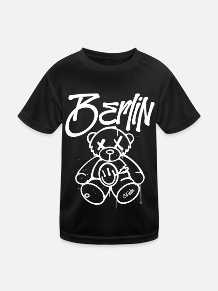Berlin Style Berliner Bär Maskottchen Geschenk - Kinder Funktions-T-Shirt - Schwarz - Vorne