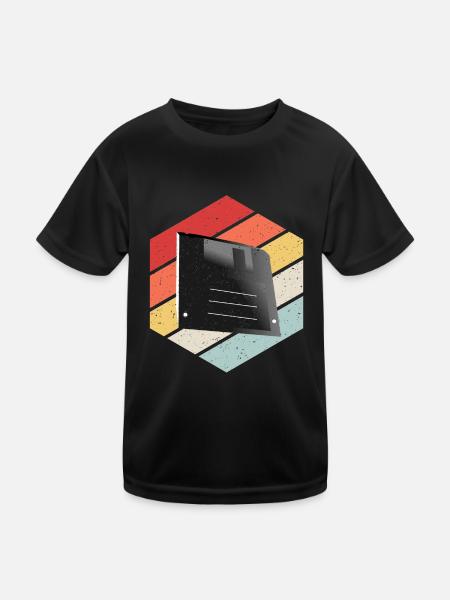 Diskette Floppy Disk - Kids Functional T-Shirt - black - Front