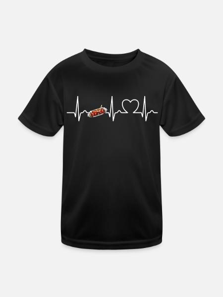 Heart Curve Currywurst - Fast Food - Cult - Kids Functional T-Shirt - black - Front