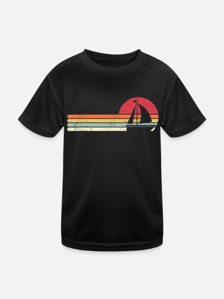 retro boat sail anchor - Kids Functional T-Shirt - black - Front