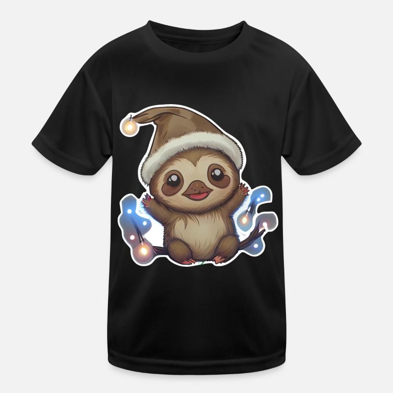 Fröhliches Faultier mit Süße Mütze Kinder Funktions-T-Shirt