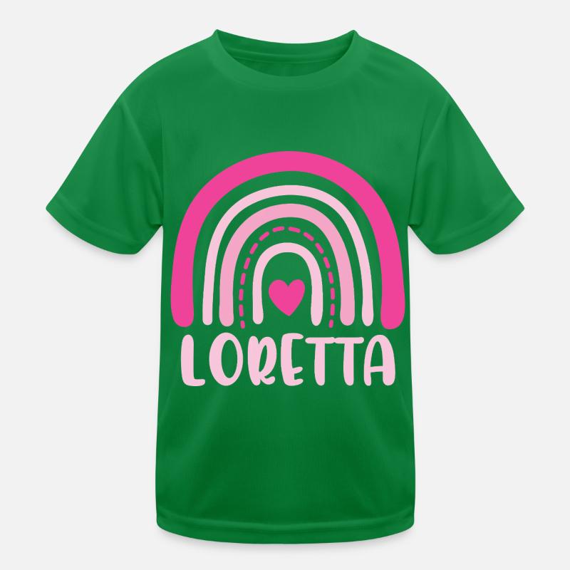 Loretta Pink Boho Regenbogen mit Herz Kinder Funktions-T-Shirt