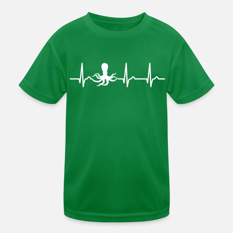 ECG curve - heart curve - pulse - squid - nature Kids Functional T-Shirt