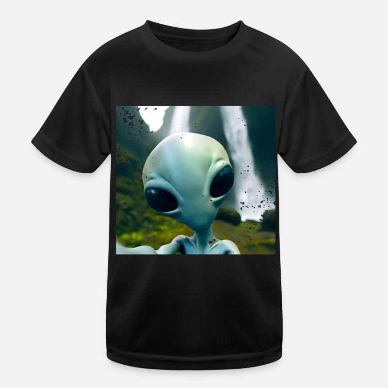 Alien Selfie - Next to the Waterfall Kids Functional T-Shirt