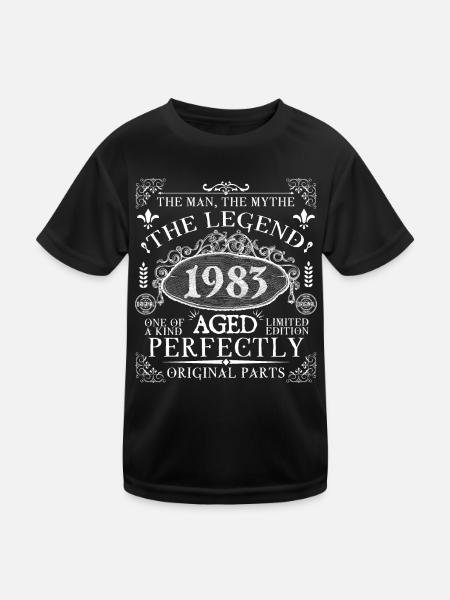 1983 Legend | Vintage Aged Perfectly 1983 - Kinder Funktions-T-Shirt - Schwarz - Vorne