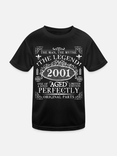 2001 Legend | Vintage Aged Perfectly 2001 - Kids Functional T-Shirt - black - Front