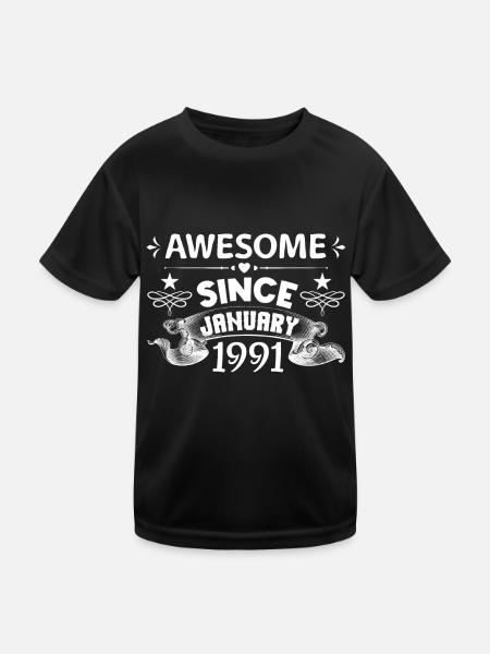 January 1991 | Awesome since January 1991 - T-shirt sport Enfant - noir - Devant