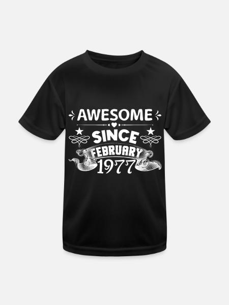Februar 1977 | Super seit Februar 1977 - Kinder Funktions-T-Shirt - Schwarz - Vorne