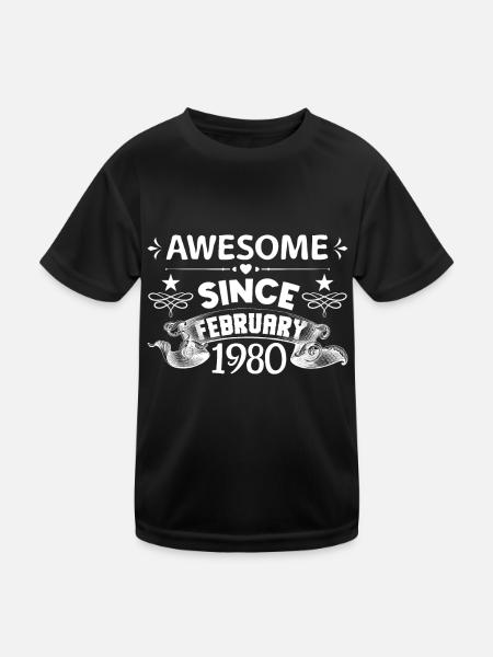 February 1980 | Awesome since February 1980 - Kids Functional T-Shirt - black - Front
