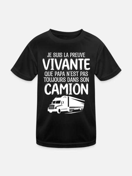 Papa chauffeur de camion fan de camion - T-shirt sport Enfant - noir - Devant