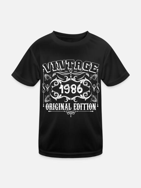 1986 | Vintage Original Edition 1986 birthday - Kids Functional T-Shirt - black - Front