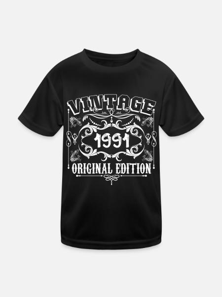 1991 | Vintage Original Edition 1991 birthday - Kids Functional T-Shirt - black - Front