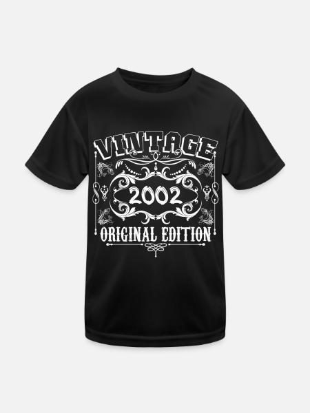 2002| Vintage Original Edition 2002 Geburtstag - Kinder Funktions-T-Shirt - Schwarz - Vorne