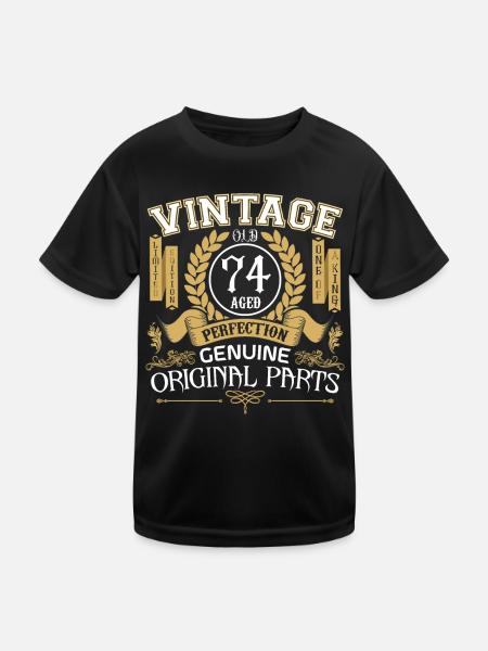 Vintage 74 years - birthday gift 74 years - Kids Functional T-Shirt - black - Front