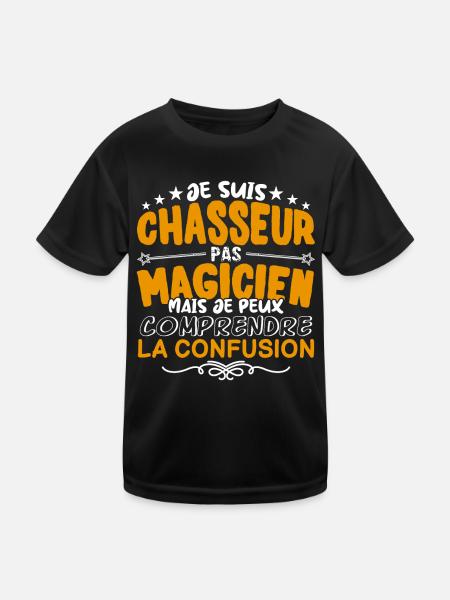 Chasseur | Chasseur pas Magicien | Meilleur Chasse - T-shirt sport Enfant - noir - Devant