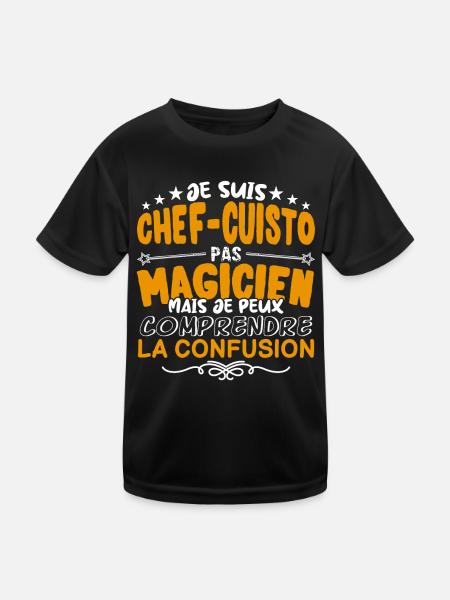 Chef-Cuisto | Chef-Cuistot pas Magicien | Meilleu - T-shirt sport Enfant - noir - Devant