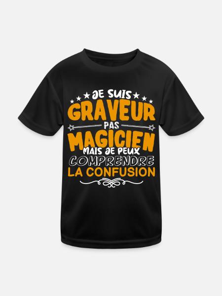 Graveur | Graveur pas Magicien | Meilleur Graveur - T-shirt sport Enfant - noir - Devant