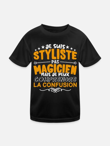 Styliste | Styliste pas Magicien | Meilleur Stylis - T-shirt sport Enfant - noir - Devant