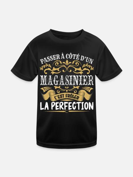 Magasinier, le futur Magasinier, Magasinier drôle, - T-shirt sport Enfant - noir - Devant