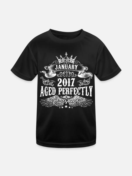 2017 | January 2017 birthday Aged Perfectly - Kids Functional T-Shirt - black - Front