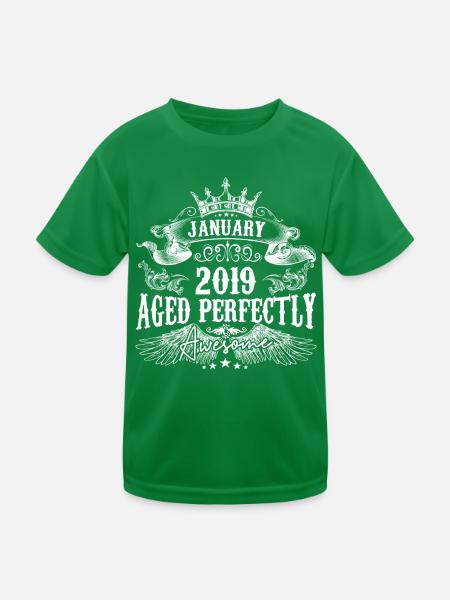 2019 | January 2019 birthday Aged Perfectly - Kids Functional T-Shirt - kelly green - Front