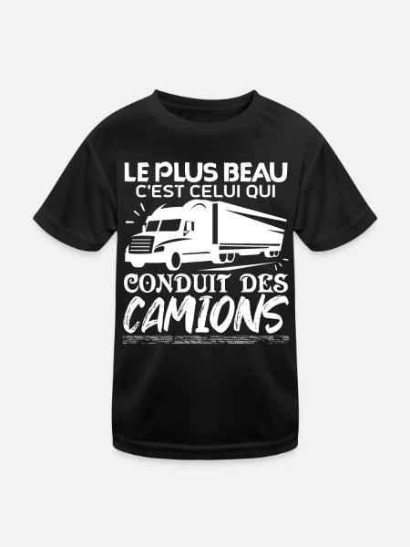 chauffeur camion | Fan de Camions Camionneuses - T-shirt sport Enfant - noir - Devant