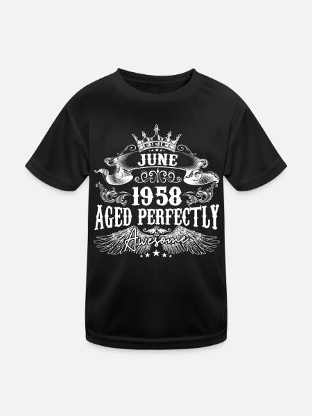 1958| Juni 1958 Geburtstag Perfekt gealtert - Kinder Funktions-T-Shirt - Schwarz - Vorne