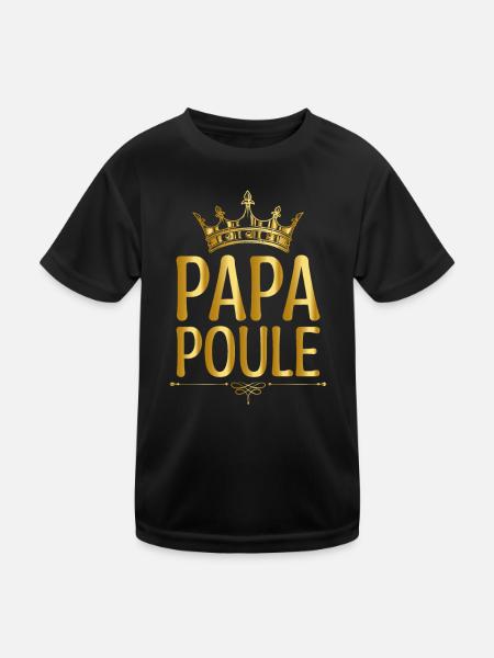 Fête des pères, Papa Poule en or cadeau pour papa! - T-shirt sport Enfant - noir - Devant