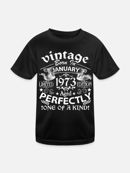Januar 1973 | Geburtstag 1973 Jahrgang Januar - Kinder Funktions-T-Shirt - Schwarz - Vorne