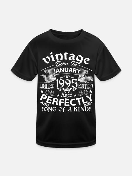 January 1995| birthday 1995 Vintage January - Kids Functional T-Shirt - black - Front