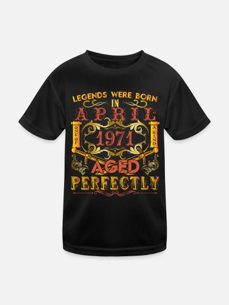 1971 Avril - anniversaire 1971 légendes Avril - T-shirt sport Enfant - noir - Devant