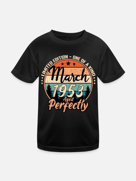 March 1953 anniversary 1953 legends March - Kids Functional T-Shirt - black - Front