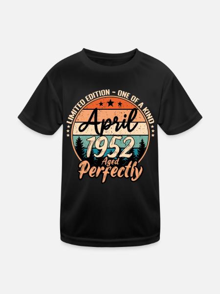 April 1952 anniversary 1952 legends April - Kids Functional T-Shirt - black - Front