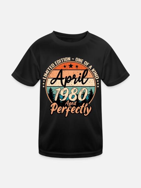 April 1980 anniversaire 1980 légendes April - T-shirt sport Enfant - noir - Devant