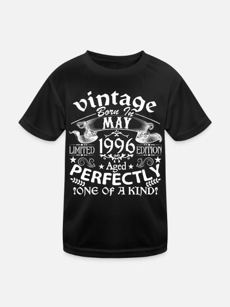 May 1996| birthday 1996 Vintage May - Kids Functional T-Shirt - black - Front