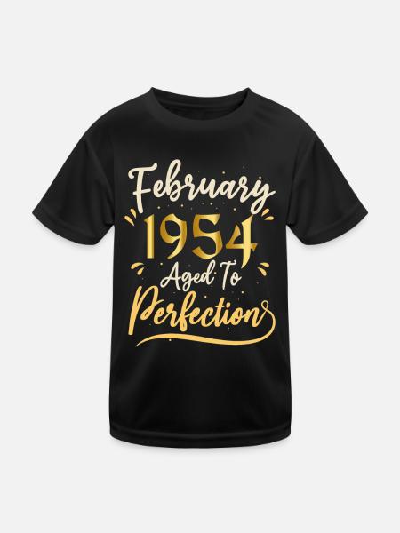 Februar 1954 Februar in Perfektion gealtert 1954 - Kinder Funktions-T-Shirt - Schwarz - Vorne