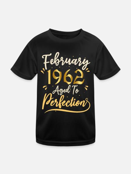 Februar 1962 Februar in Perfektion gealtert 1962 - Kinder Funktions-T-Shirt - Schwarz - Vorne