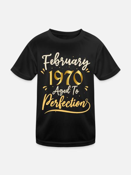 Februar 1970 Februar perfekt gealtert 1970 - Kinder Funktions-T-Shirt - Schwarz - Vorne